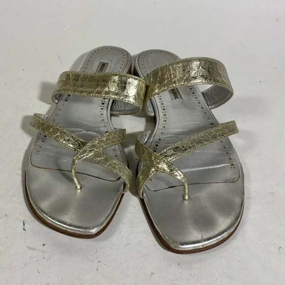 Manolo blahnik silver sandals size 39 - Picture 1 of 5
